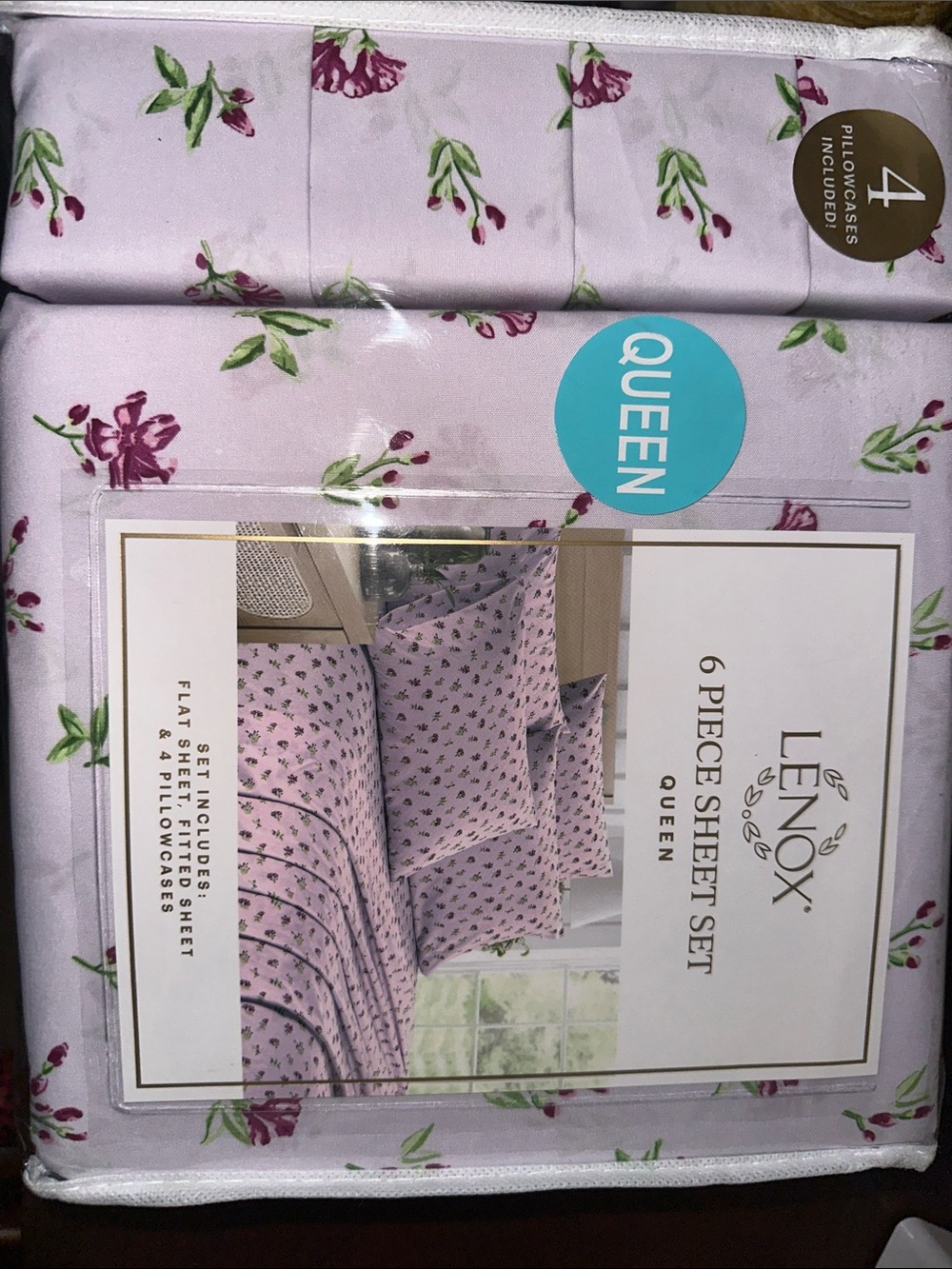 NWT Lenox Queen 6-Piece Sheet Set Floral Cottagecore Pink Green New